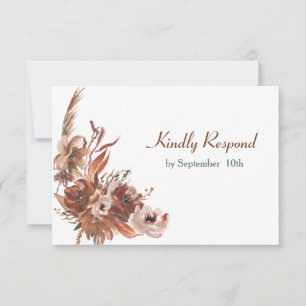 Sepia Autumn Floral Wedding RSVP