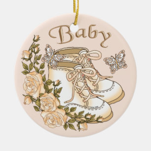 Sepia Baby First Shoes Keramik Ornament