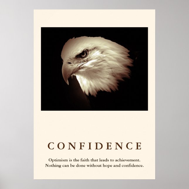 Sepia Bald Eagle Motivierend Confidence Zitat Poster (Vorne)