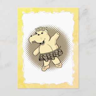 Sepia Ballerina Hippo mit Tutu altem Papierrahmen Postkarte