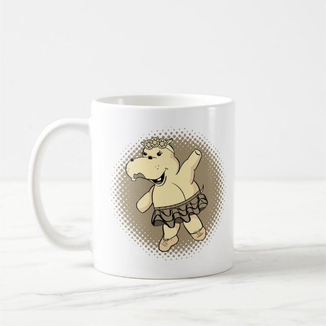 Sepia Ballerina Hippo mit Tutu Kaffeetasse (Links)
