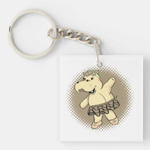 Sepia Ballerina Hippo mit Tutu Schlüsselanhänger
