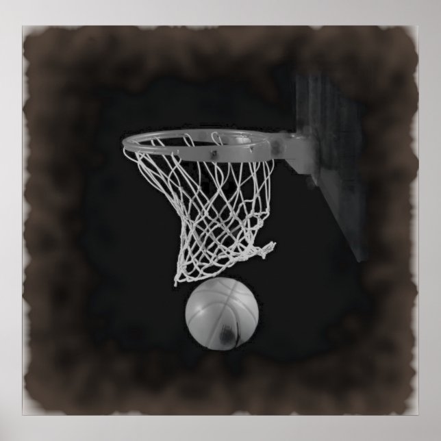 Sepia Basketball Artwork Poster (Vorne)
