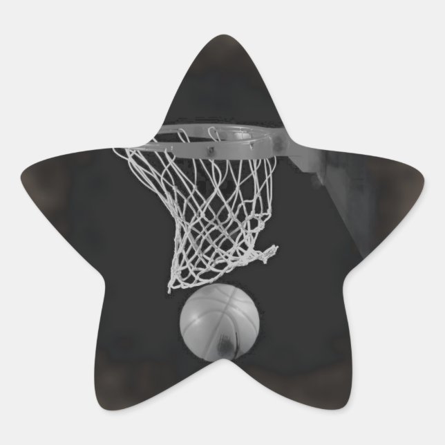 Sepia Basketball Stern-Aufkleber (Vorderseite)