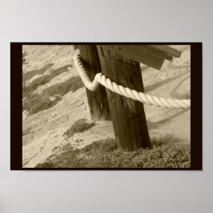 Sepia Beach Rope Foto Poster