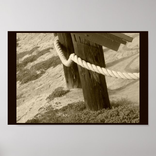 Sepia Beach Rope Foto Poster (Vorne)