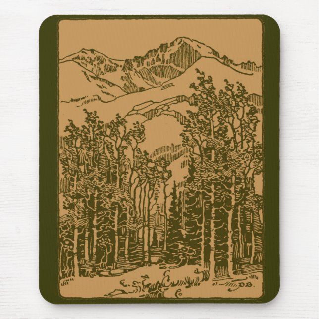 Sepia-Berge und -Wald Mousepad (Vorne)