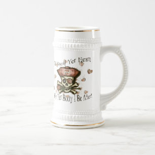 Sepia-Bier-Tasse des Valentines Tagespirat Bierglas