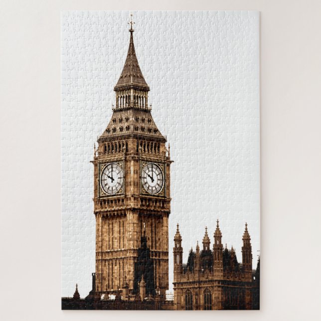 Sepia Big Ben Tower Art Puzzle (Vertikal)