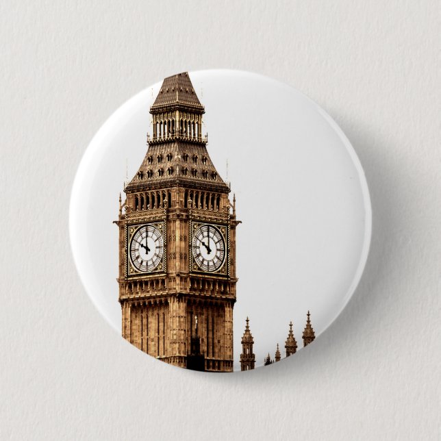 Sepia Big Ben Tower Button (Vorderseite)