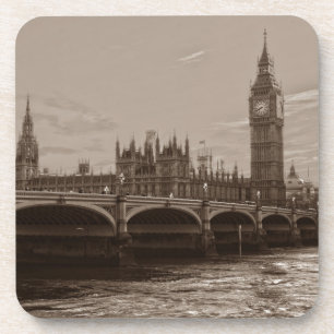 Sepia Big Ben Tower Palace in Westminster Untersetzer