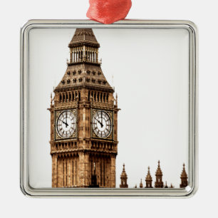 Sepia Big Ben Tower Silbernes Ornament