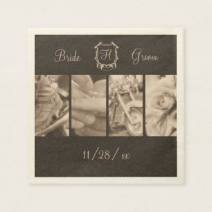 Sepia Biker Wedding Fotos Custom Paper Napkins Serviette