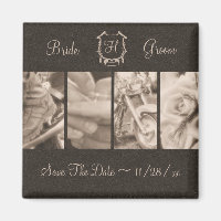 Sepia Biker Wedding Fotos speichern das Date Magne