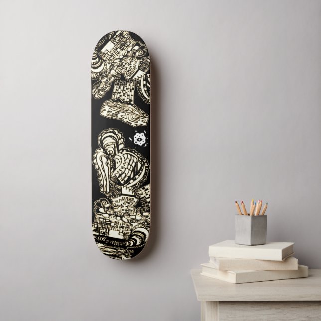 Sepia Black Cool Skateboard (Wandkunst)