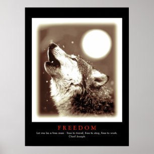 Sepia Black Unique Motivierend Wolf Howls drucken Poster