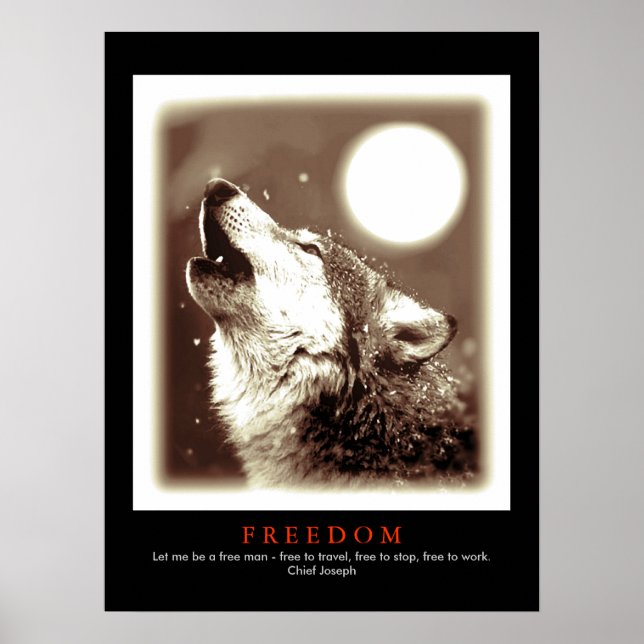 Sepia Black Unique Motivierend Wolf Howls drucken Poster (Vorne)