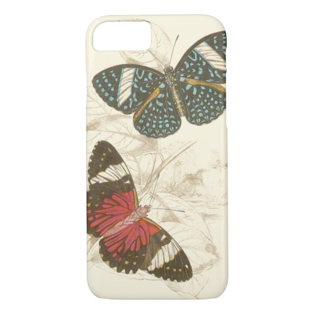 Sepia Blätter mit bunten Schmetterlingen Case-Mate iPhone Hülle (Rückseite)