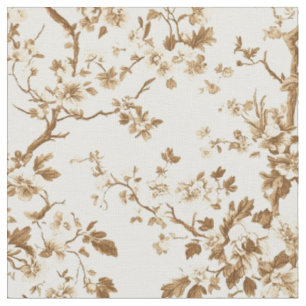 Sepia-Blumen-Zweig-Toile-Muster Stoff