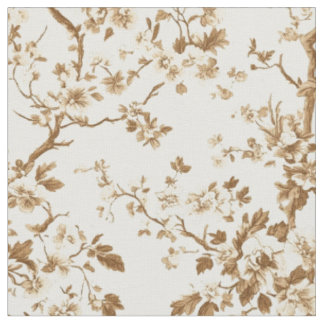 Sepia-Blumen-Zweig-Toile-Muster Stoff