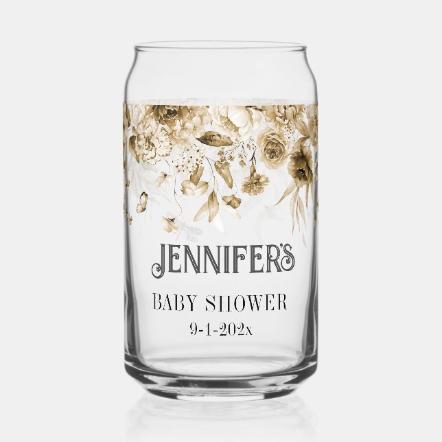 Sepia Boho Dusche, Blumentropfen Besondere Mama-to Dosenglas (Vorderseite)