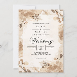 Sepia Botanical Arch Wedding Einladung