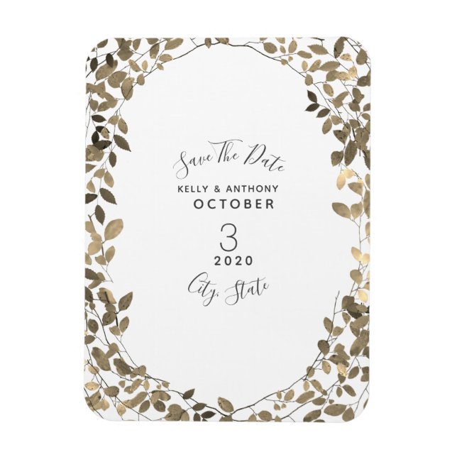 Sepia Botanical Wedding Save the Date Magnet (Vertikal)