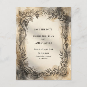 Sepia-Botanik-Rahmen Save The Date-Postkarte Postkarte