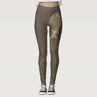 Sepia-Brauner Vintage-Oktopus Leggings