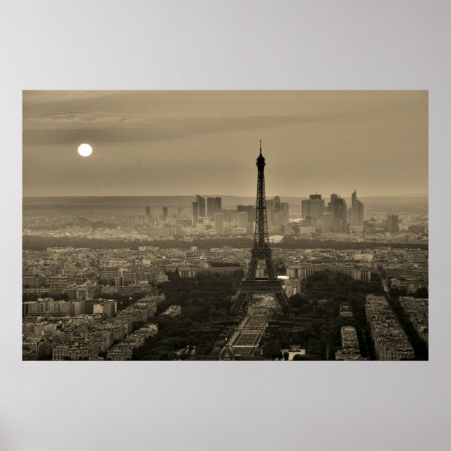 Sepia Brown Eiffel Tower Paris Europa Reisen Poster (Vorne)
