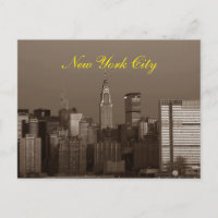 Sepia Brown Script New York City Skyline