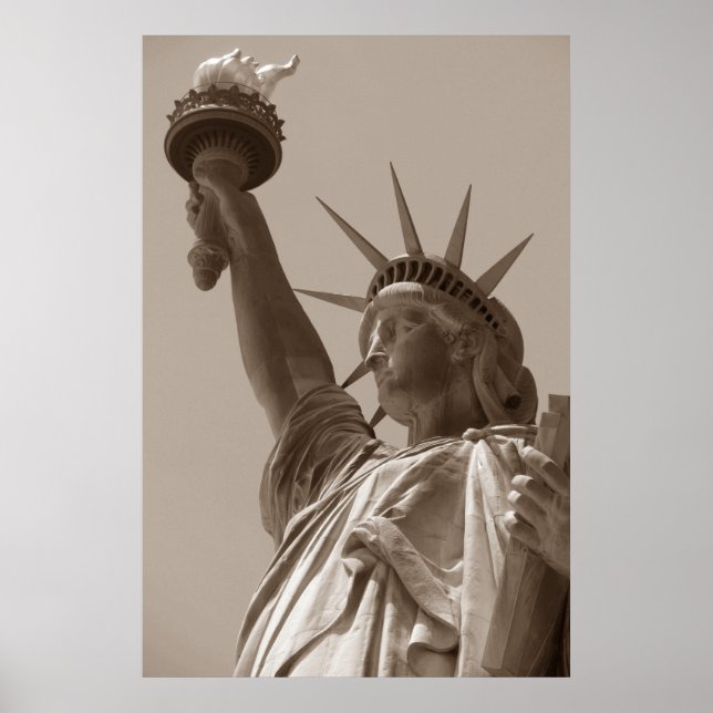 Sepia Brown Statue of Liberty New York City Poster (Vorne)