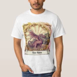 Sepia-Burg-Drache-Shirt T-Shirt