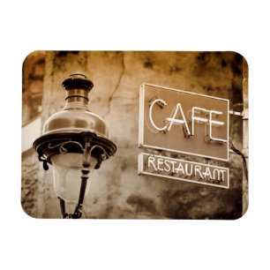 Sepia café sign, Paris, Frankreich Magnet