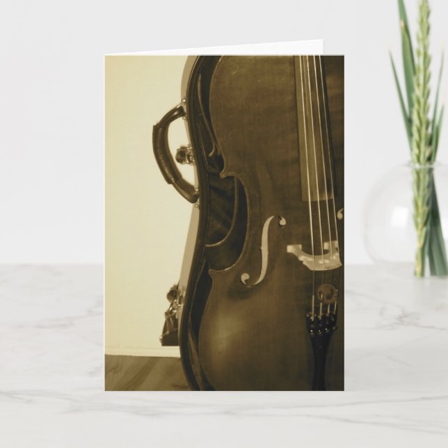 Sepia Cello Grußkarte Karte (Vorderseite)