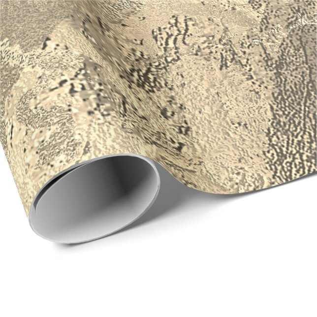 Sepia Champaigne Gold Marble Shiny Metallic Stroke Geschenkpapier (Rolleneckpunkt)