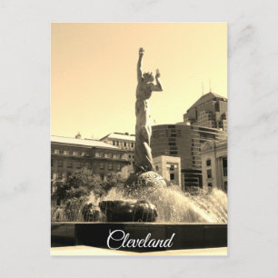 Sepia Cleveland Fountain Postkarte