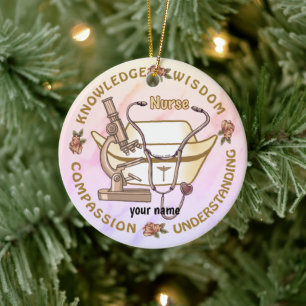 Sepia Collage Nurse Keramik Ornament