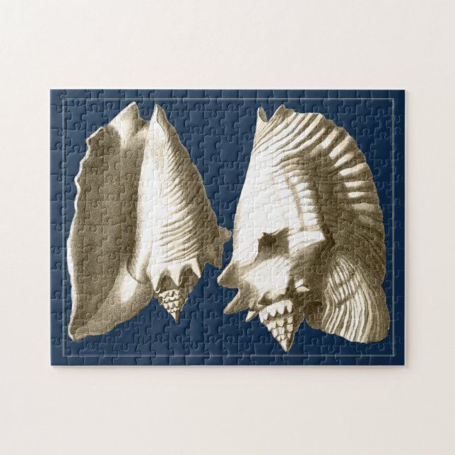 Sepia Conch Seashells Puzzle (Horizontal)