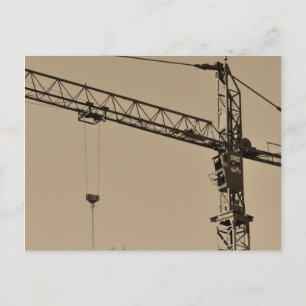 Sepia Construction Crane Postkarte