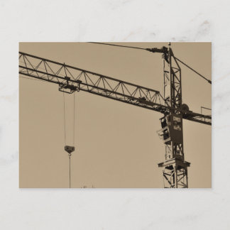 Sepia Construction Crane Postkarte
