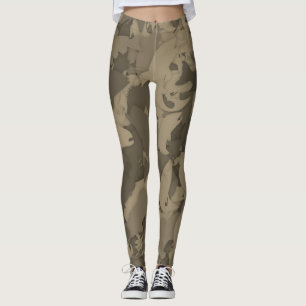 Sepia Country Girl Fishing Camouflage Muster Leggings