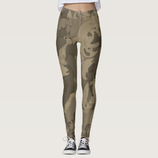 Sepia Country Girl Fishing Camouflage Muster Leggings