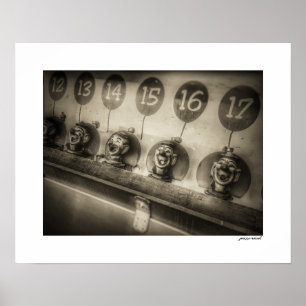 Sepia County Fair Clown Wasser Spiel Poster Druck