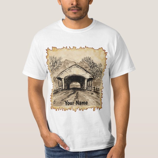 Sepia Covered Bridge T - Shirt (Vorderseite)