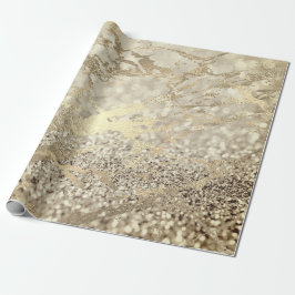 Sepia Creamy Foxier Gold Marble Shiny Metal Stroke Geschenkpapier