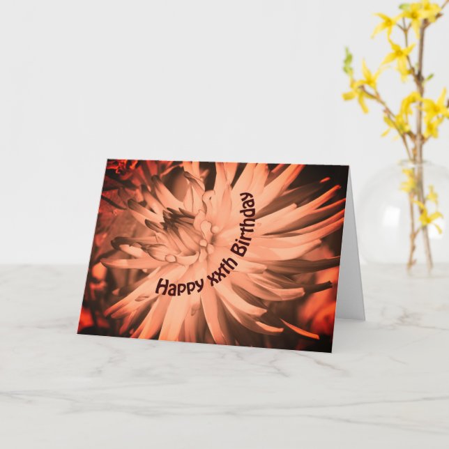 Sepia Dahlia Blume Personalisiert Geburtstagskarte Karte (Gelbe Blume)