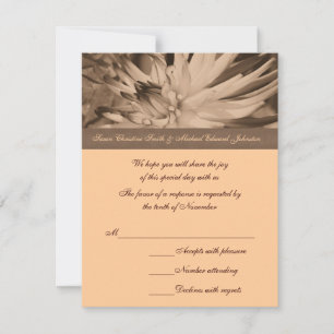 Sepia Dahlia Blume Wedding RSVP Karte