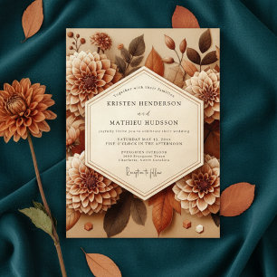 Sepia-Dahlie-Herbstromanze-Hochzeit Einladung