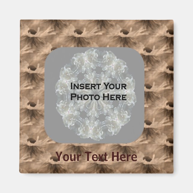 Sepia Daisy Blume Foto Magnet (Vorne)